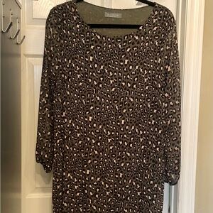 Pistache Sage Green Leopard Print Long Sleeve Dress. Size 12